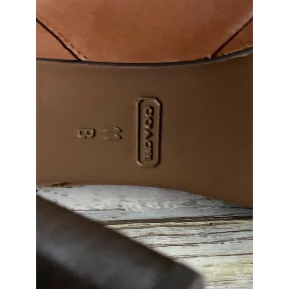 Coach Apple Boot A7019 Tan Leather Shearling Cuff Platform Heel Sz 11 w/FLAW - Picture 9 of 14